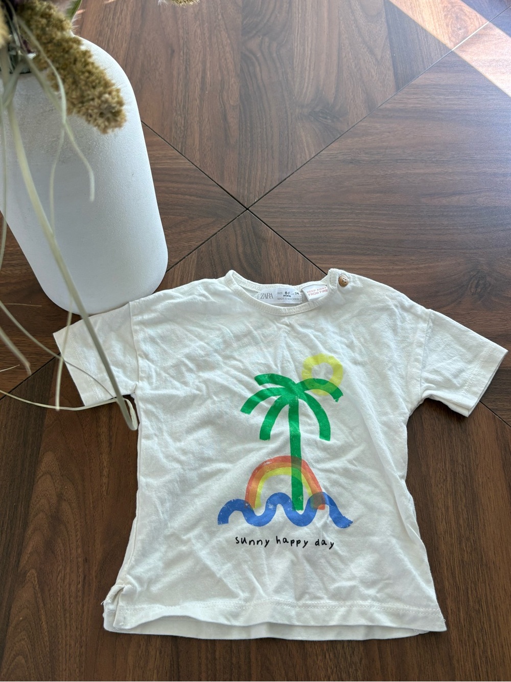 ZARA White Kids Tee with Green Palm